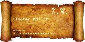 Klecker Márk névjegykártya